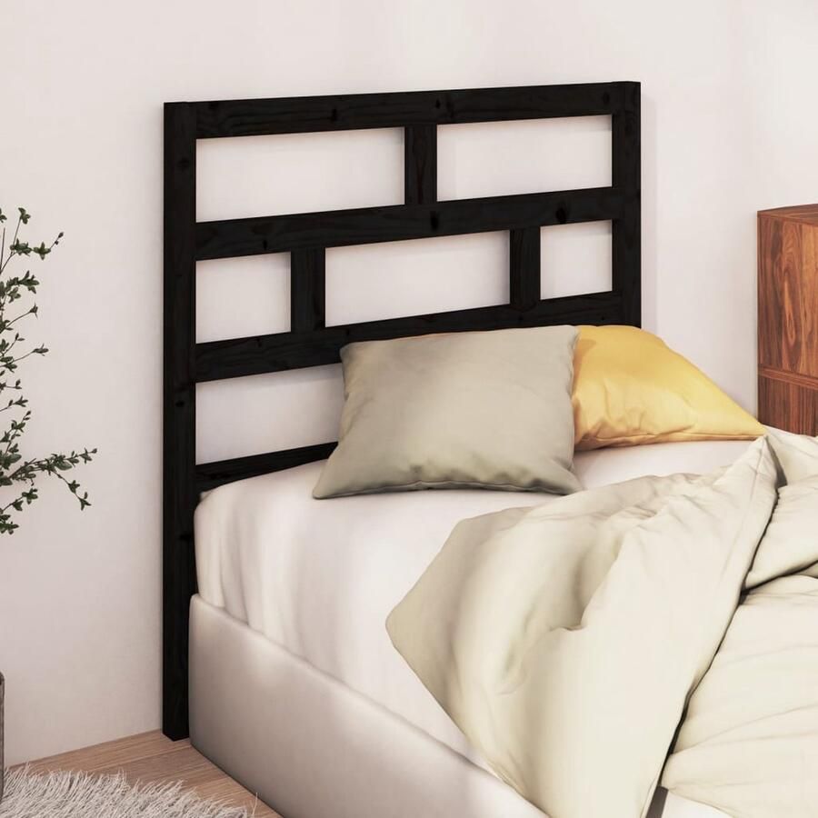 VidaXL Hoofdbord Massief Grenenhout Zwart Hoofd Bord Beddecoratie Hoofdeinde Houten Hoofdbord Zwarte Hoofdbord Klassieke Hoofdbord Grenenhout Slaapkamers Decoreren Bedroom Furniture Wooden Headboard - Foto 2