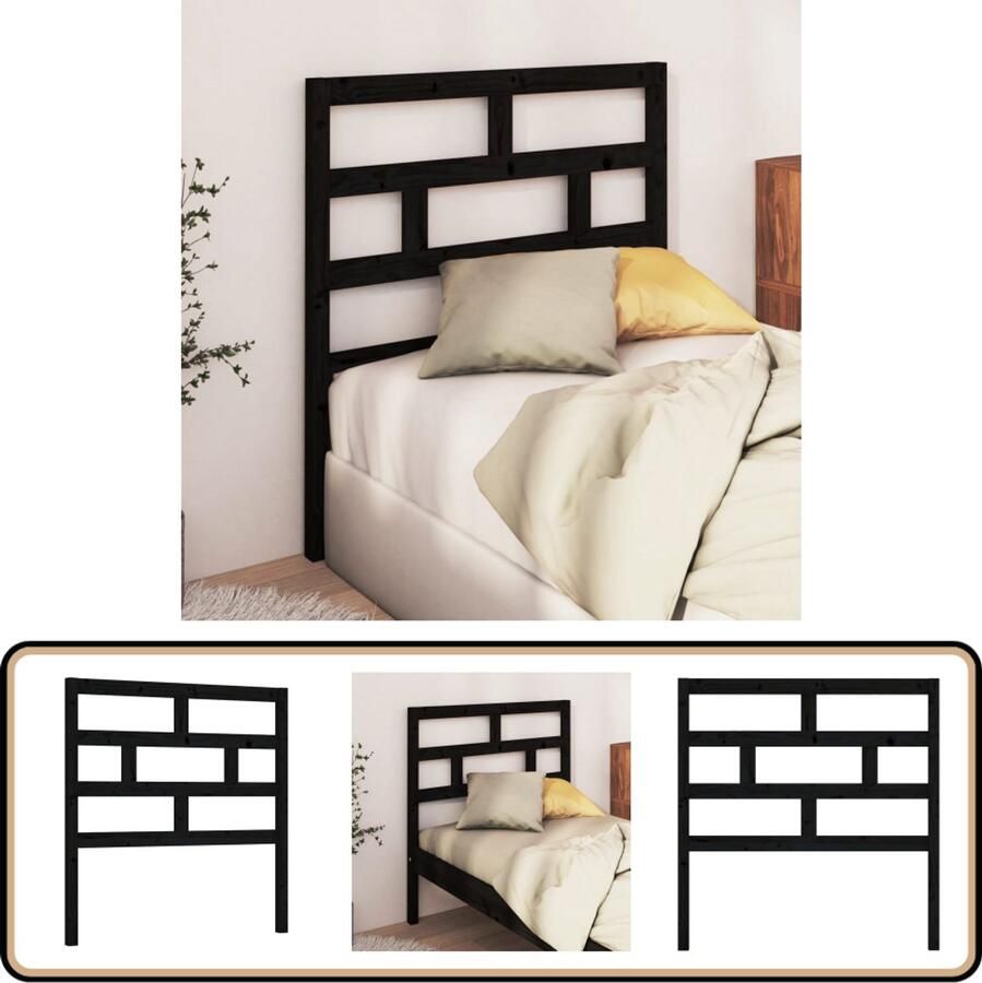 VidaXL Hoofdbord Massief Grenenhout Zwart Hoofd Bord Beddecoratie Hoofdeinde Houten Hoofdbord Zwarte Hoofdbord Klassieke Hoofdbord Grenenhout Slaapkamers Decoreren Bedroom Furniture Wooden Headboard