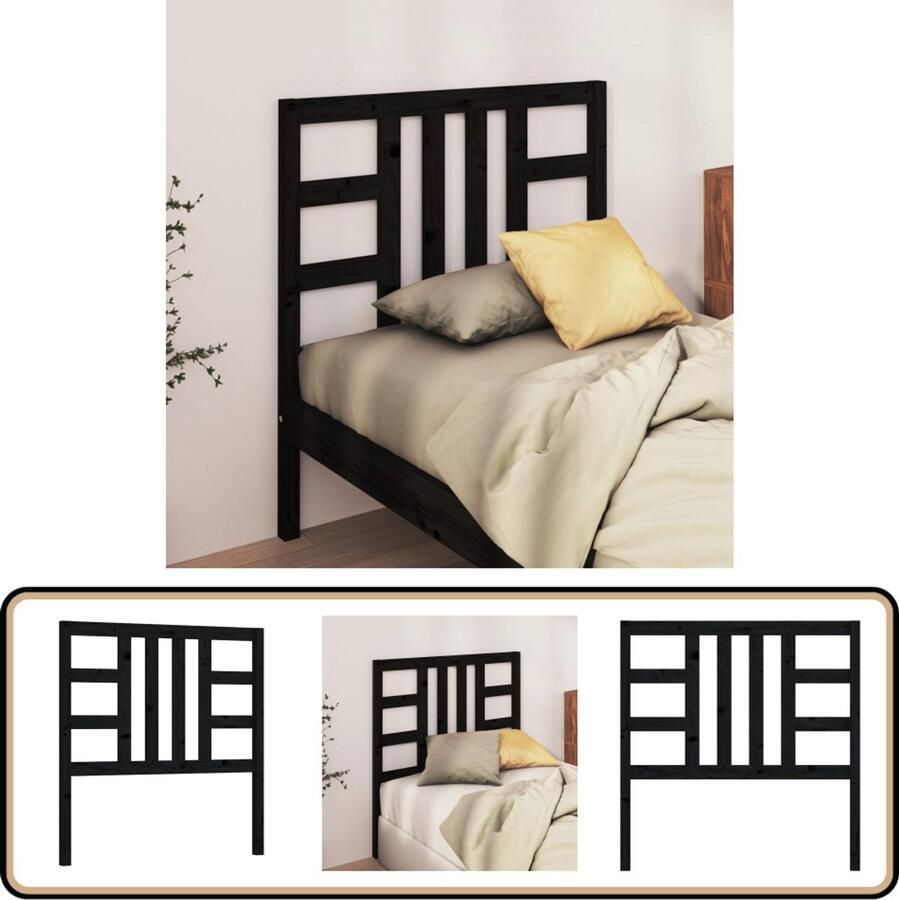 VidaXL Hoofdbord Massief Grenenhout Zwart Hoofd Bord Beddecoratie Hoofdeinde Houten Hoofdbord Zwarte Hoofdbord Grenenhoute Hoofdbord Slaapkamers Decoreren Modern Hoofdbord Landelijke Hoofdbord