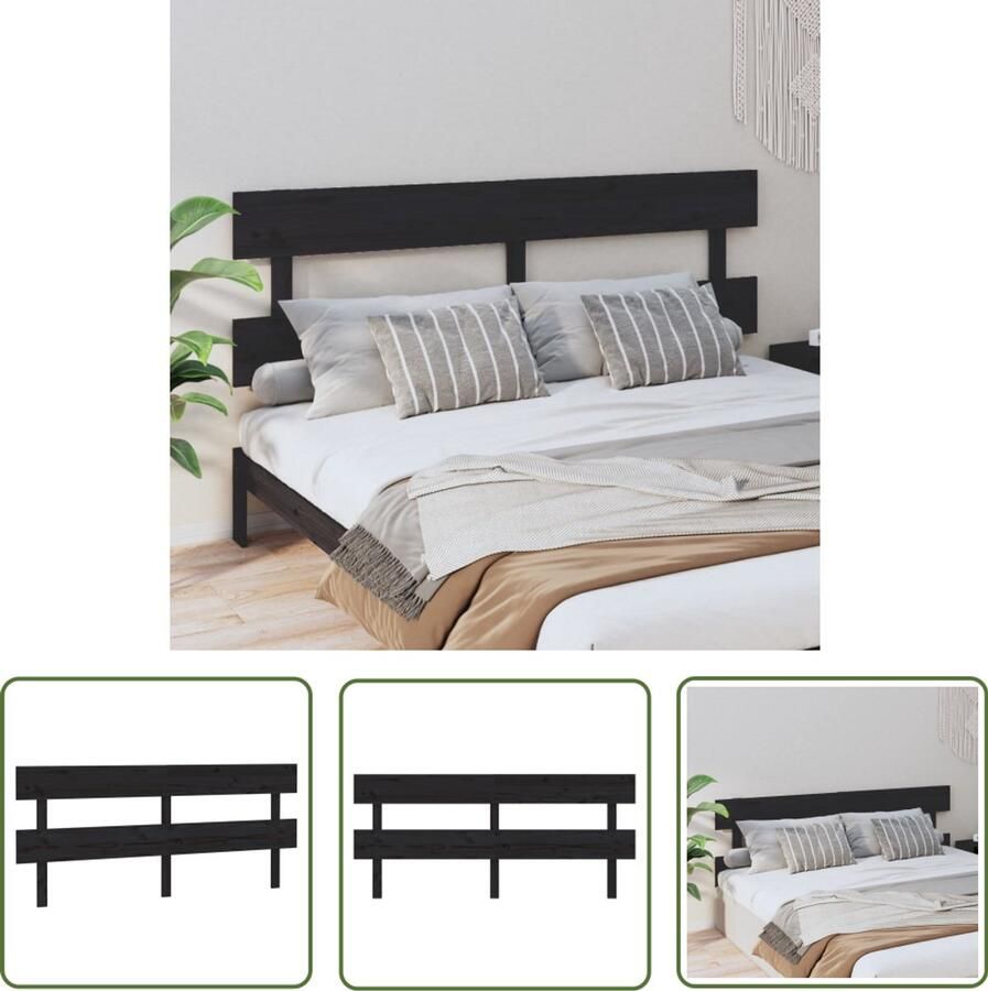 VidaXL Hoofdbord Massief Grenenhout Zwart Hoofd Bord Hoofdeinde Houten Hoofdbord Bed Frame Slaap Kamer Decoratie Zwarte Hoofdbord Massief Hout Vintage Stijl Modern Hoofdbord Comfortabel Hoofdbord