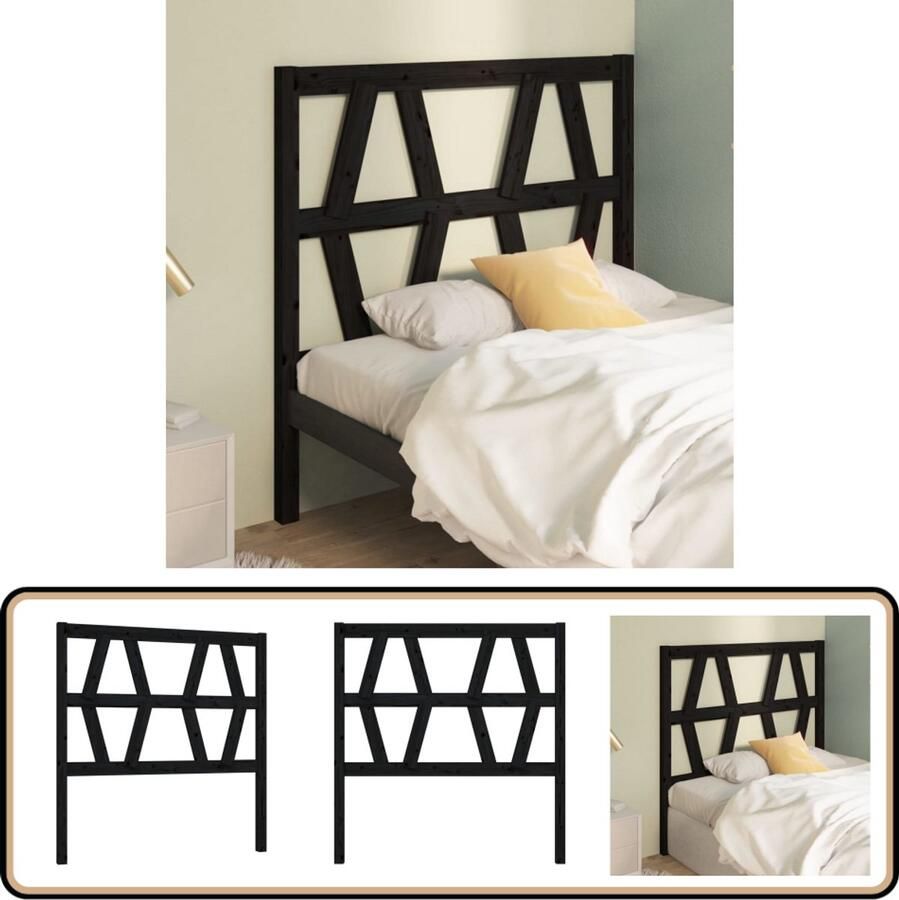 VidaXL Hoofdbord Massief Grenenhout Zwart Hoofd Bord Hoofdeinde Houten Hoofdbord Grenenhoute Hoofdbord Zwart Hoofdbord Slaapkamersdecoratie