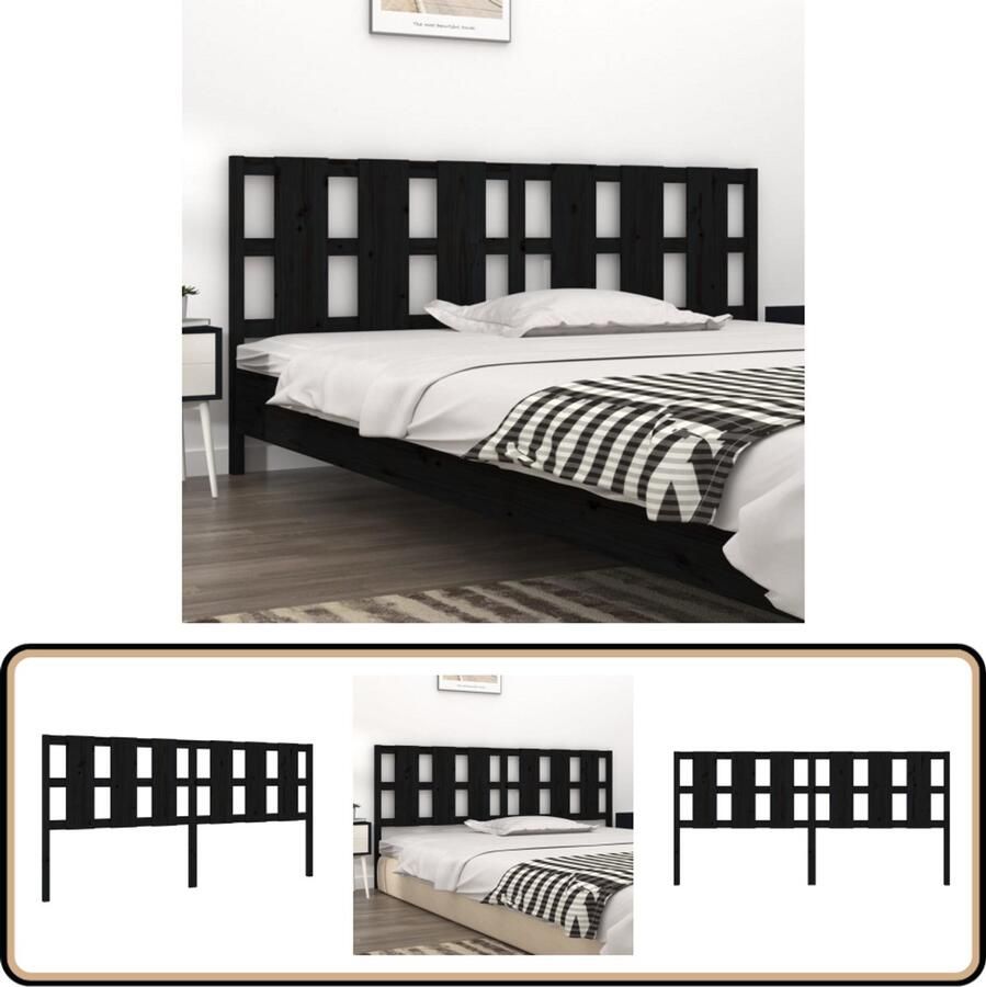 VidaXL Hoofdbord Massief Grenenhout Zwart Hoofdboard Beddecoratie Houten Hoofdbord Hoofdeinde Rustic Interieur