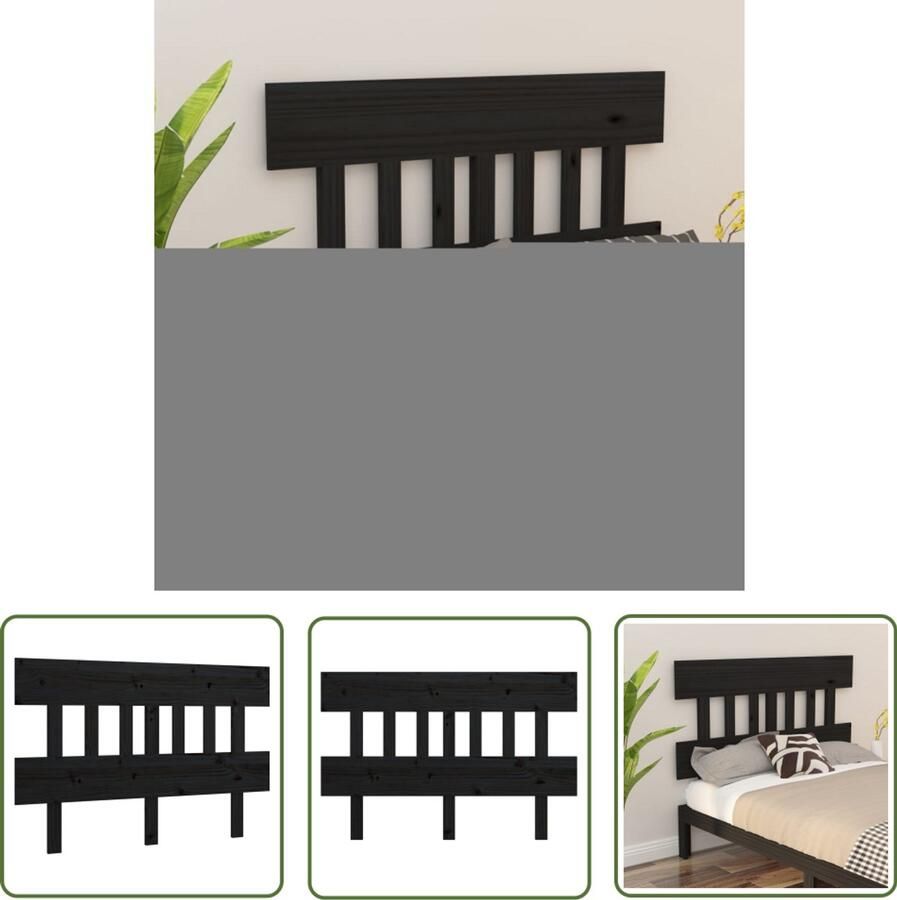 VidaXL Hoofdbord Massief Grenenhout Zwart Hoofdboard Hoofdeinde Houten Hoofdbord Beddecoratie Slaapkamer Accessoires Rustic Style Vintage Meubels