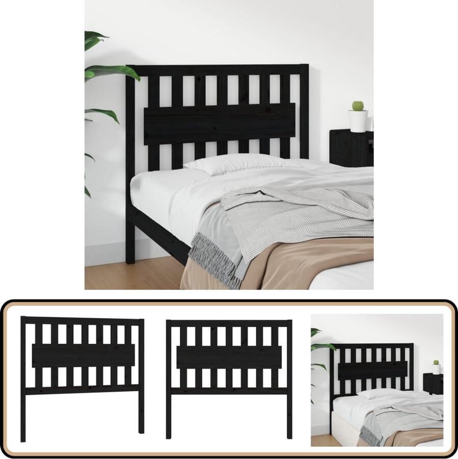 VidaXL Hoofdbord Massief Grenenhout Zwart Hoofdboard Hoofdkussen Houten Hoofdbord Rustic Interieur Vintage Decor Slaapkamerdecoratie Black Furniture Bedroom Essentials