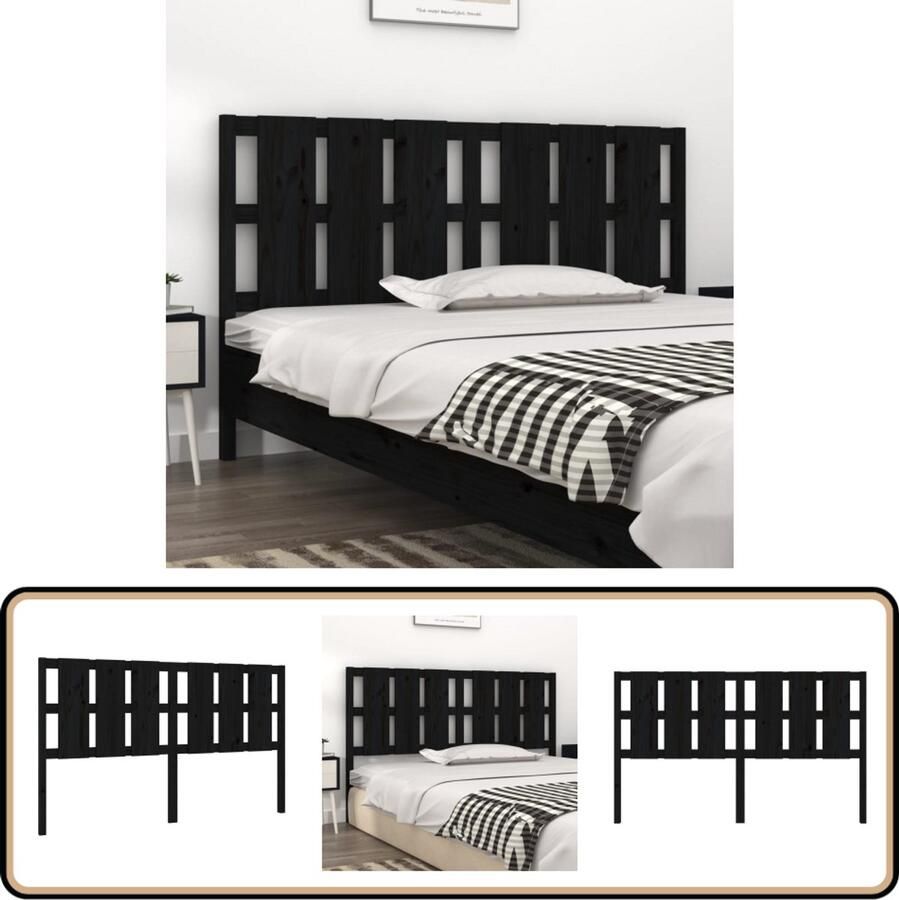 VidaXL Hoofdbord Massief Grenenhout Zwart Houten Hoofdbord Hoofdeinde Hoofdboard Rustic Decor Zwarte Meubels