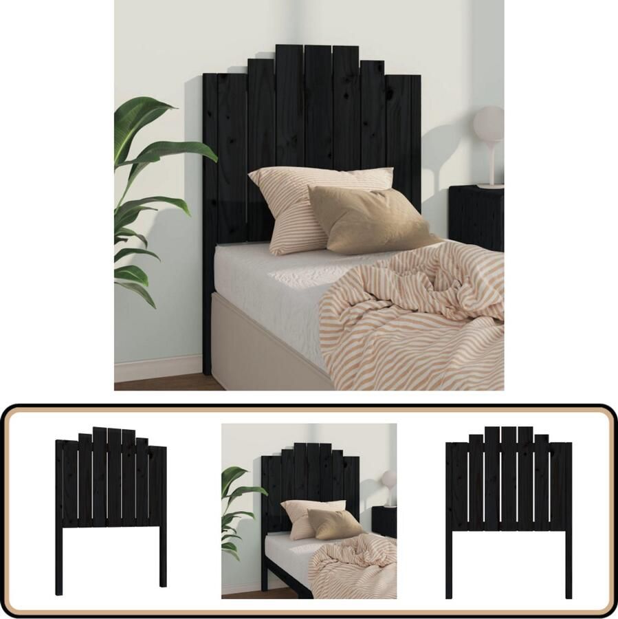 VidaXL Hoofdbord Massief Grenenhout Zwart Houten Hoofdbord Hoofdeinde Massief Grenenhout Zwarte Hoofdbord Landelijke Stijl