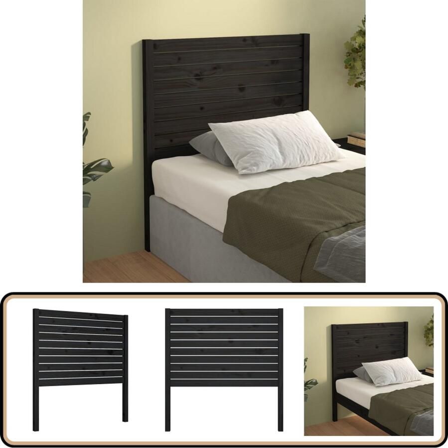 VidaXL Hoofdbord Massief Grenenhout Zwart Houten Hoofdbord Hoofdeinde Massief Grenenhout Zwarte Hoofdbord Bedroom Decor Slaapkamervloeren Luxe Hoofdbord Minimalistisch Hoofdbord Vintage Hoofdbord