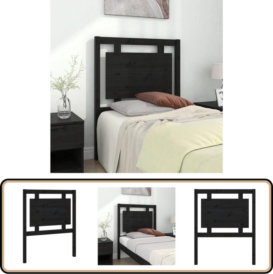 VidaXL Hoofdbord Massief Grenenhout Zwart Houten Hoofdbord Hoofdeinde Voor Bed Hoofdboard Zwarte Hoofdbord Rustic Decor