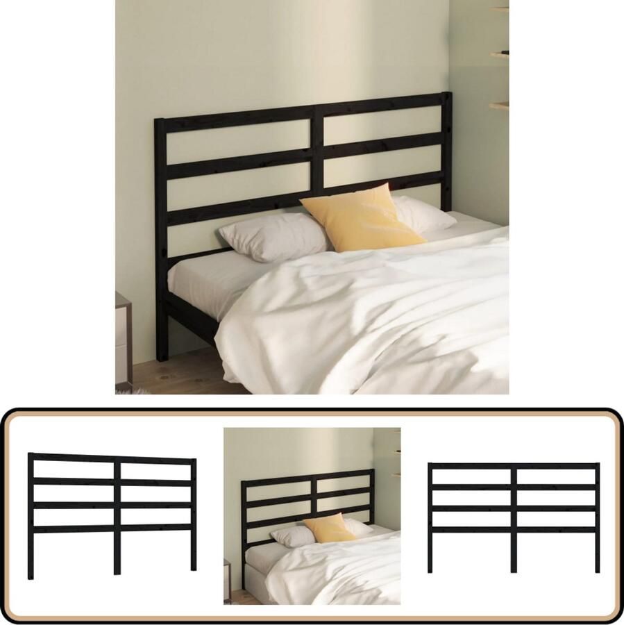 VidaXL Hoofdbord Massief Grenenhout Zwart Houten Hoofdbord Zwart Klassieke Hoofdbord Massief Grenenhout Hoofdbord Met Opslag Hoofdbord King Size Hoofdbord Queen Size Bedroom Decor Slaapkamersdecor