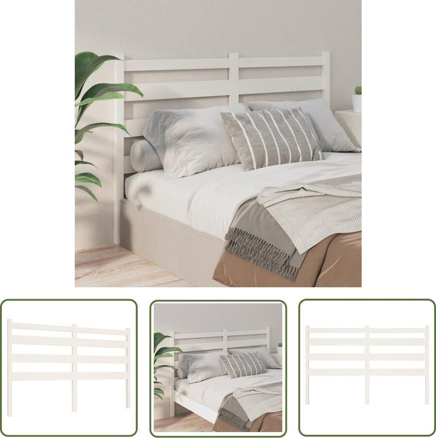 The Living Store Houten Hoofdeinde 126 x 4 x 100 cm Wit Massief Grenenhout Houten Hoofdbord Massief Hout Grenenhout Hoofdbord Wit Hoofdbord Bedroom Furniture