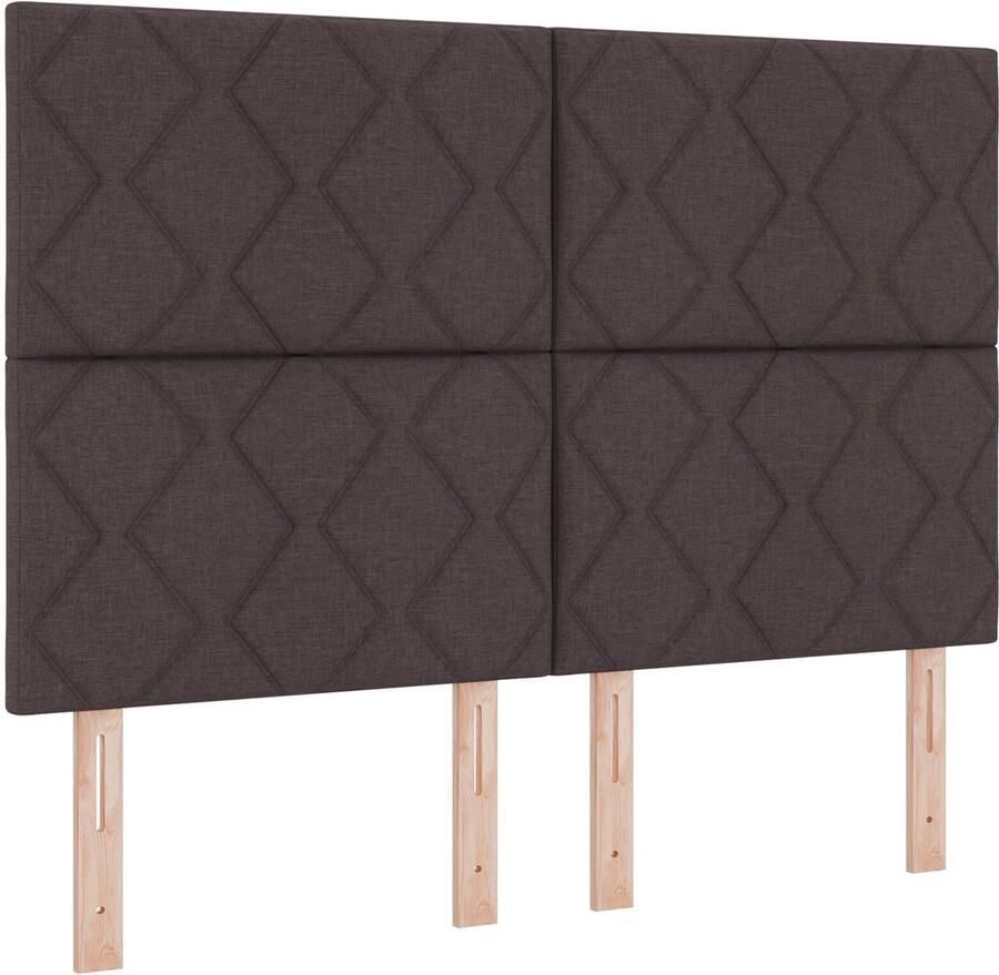 VidaXL Stoffen Hoofdbord Geometric Handmatig Donkerbruin 140 cm Stof - Foto 2