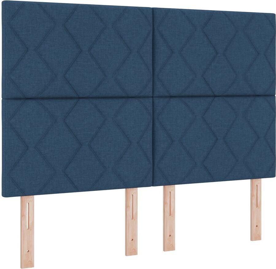 VidaXL Stoffen Hoofdbord Geometrisch met hoofdeinde Blauw 140 cm Stof