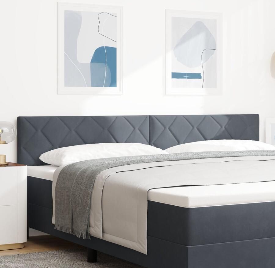 VidaXL Hoofdbord met Diamantblokken Design in Donkergrijs 200 cm Fluweel