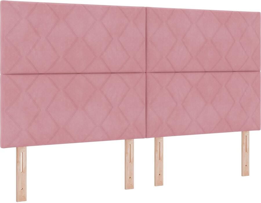 VidaXL Hoofdbord met diamantvormige details in roze 180 cm fluweel - Foto 2