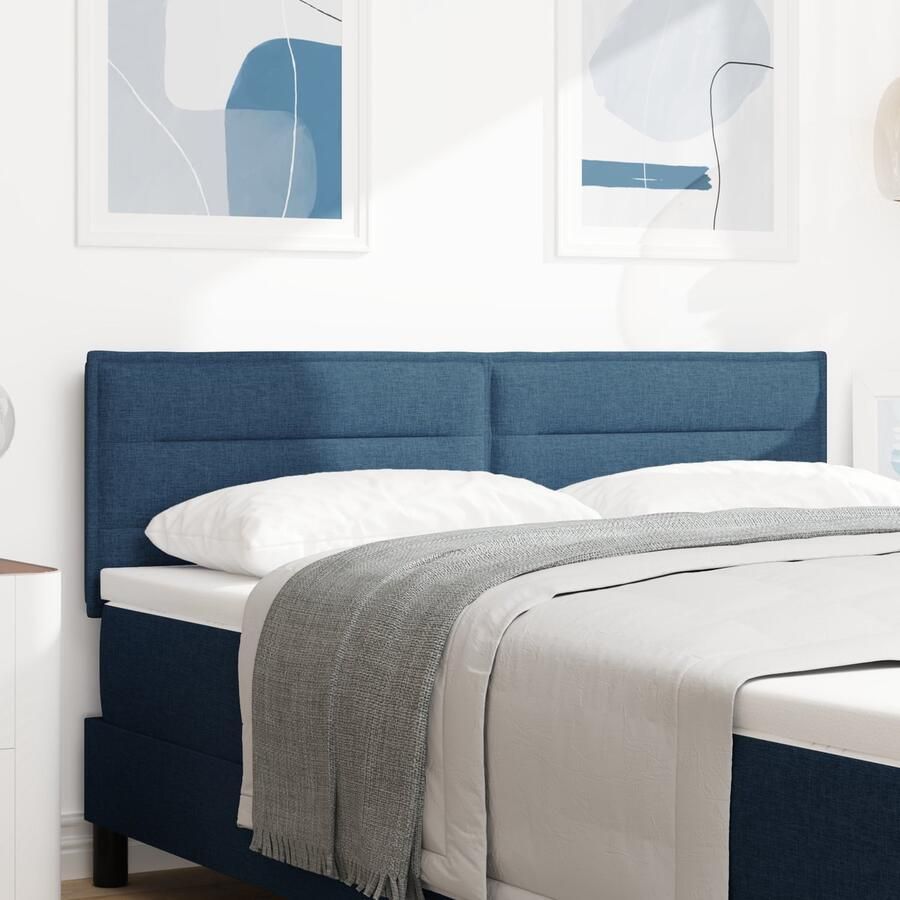 VidaXL Hoofdbord Hoogte Verstelbaar met hoofdeinde Blauw 140 cm Stof