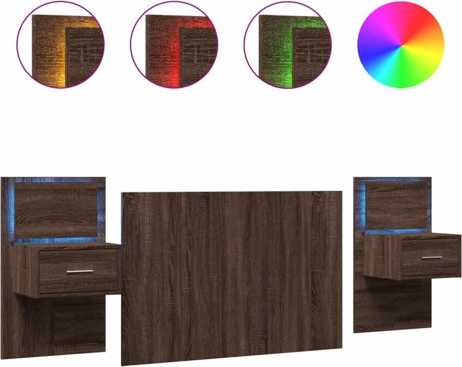 VidaXL Hoofdbord met kastjes 120 cm bewerkt hout bruin eikenkleurig