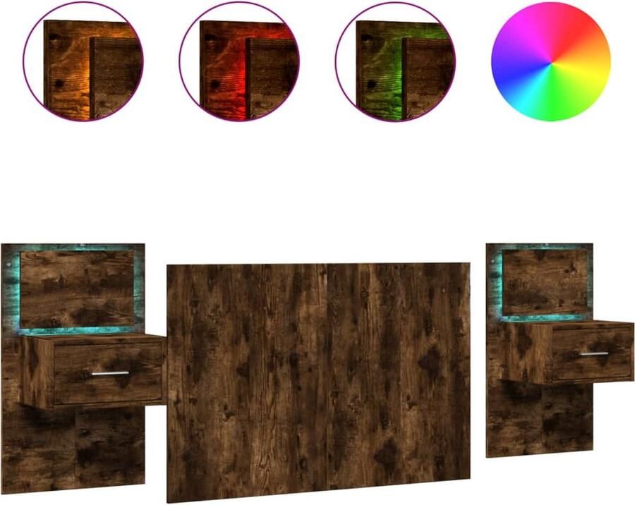 VidaXL Hoofdbord met kastjes 120 cm bewerkt hout gerookt eikenkleurig