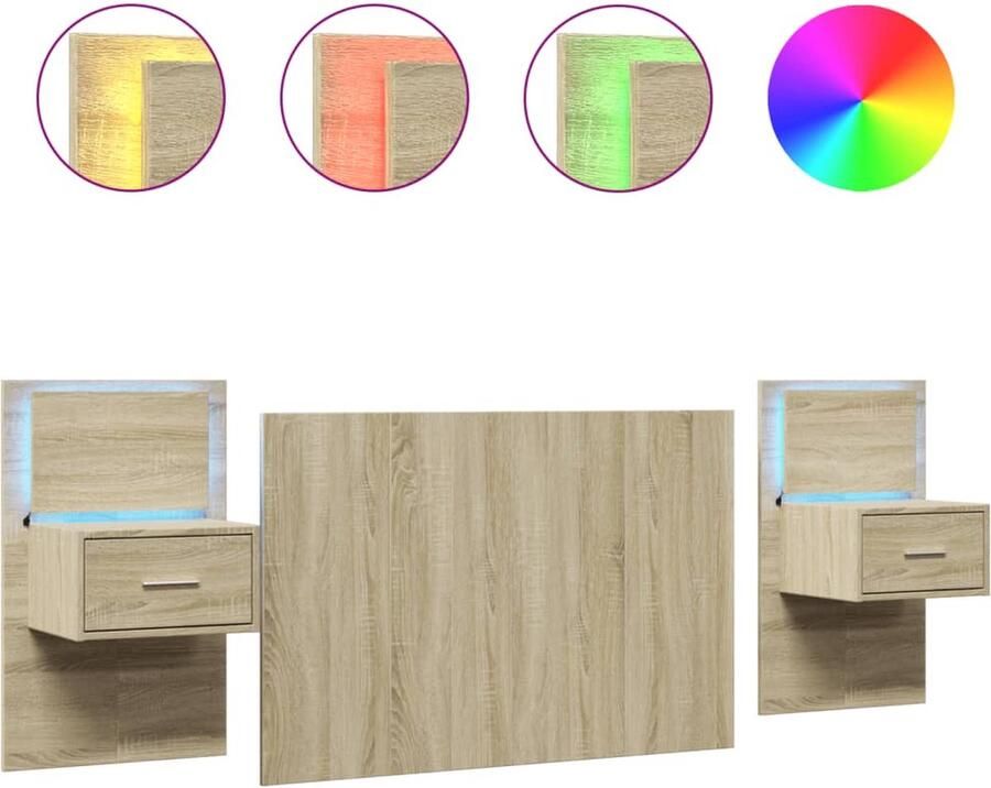 VidaXL Hoofdbord met kastjes 120 cm bewerkt hout sonoma eikenkleurig
