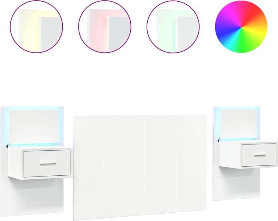 VidaXL Hoofdbord met kastjes 120 cm bewerkt hout wit