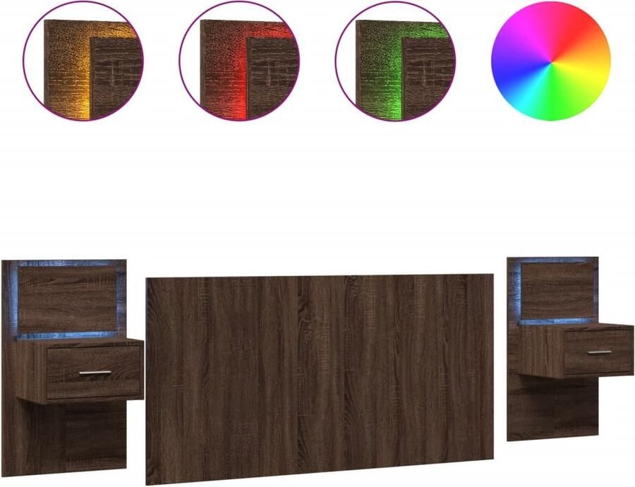 VidaXL Hoofdbord met kastjes 160 cm bewerkt hout bruin eikenkleurig