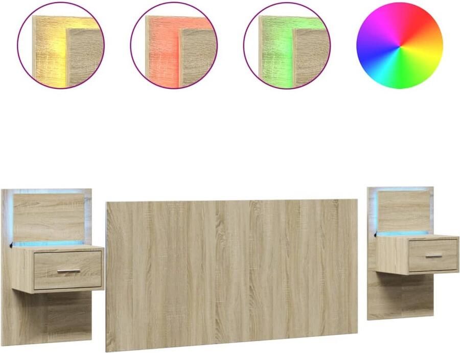 VidaXL Hoofdbord met kastjes 160 cm bewerkt hout sonoma eikenkleurig