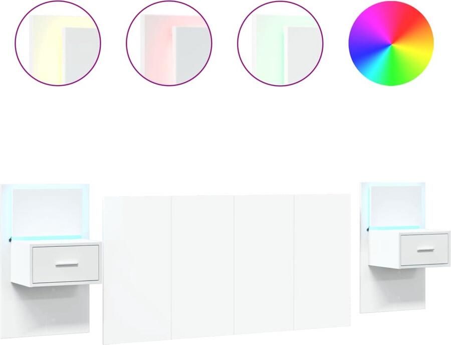 VidaXL Hoofdbord met kastjes 160 cm bewerkt hout wit