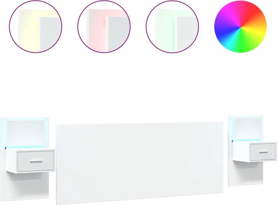 VidaXL Hoofdbord met kastjes 200 cm bewerkt hout wit