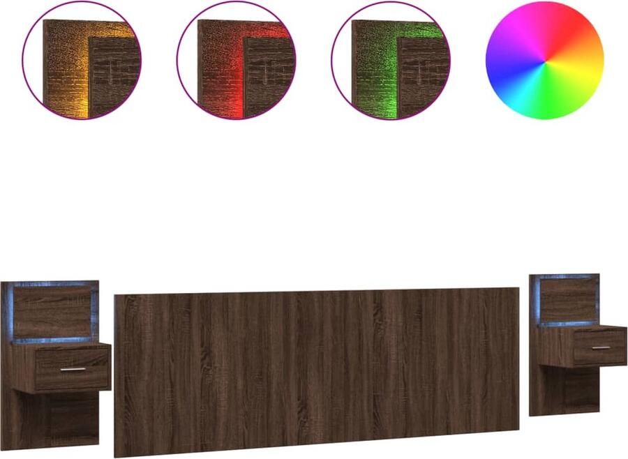 VidaXL Hoofdbord met kastjes 240 cm bewerkt hout bruin eikenkleurig