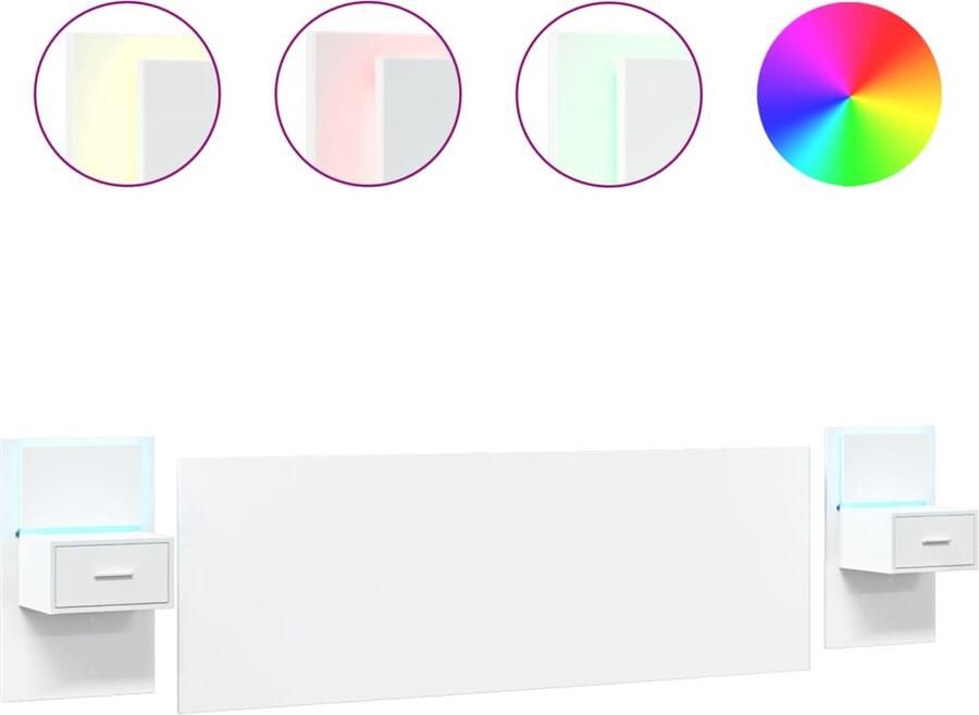 VidaXL Hoofdbord met kastjes 240 cm bewerkt hout wit