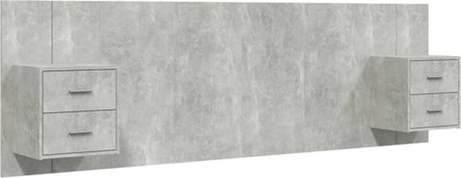 VidaXL Prolenta Premium Hoofdbord met kastjes bewerkt hout betongrijs - Foto 3