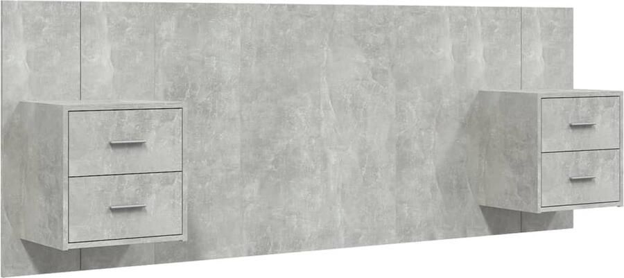 VidaXL Hoofdbord met kastjes bewerkt hout betongrijs - Foto 2