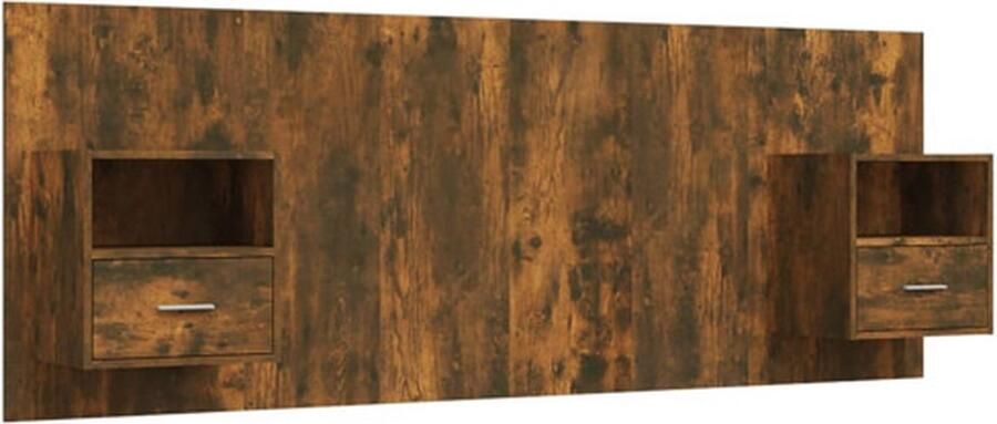 VidaXL Hoofdbord met kastjes bewerkt hout gerookt eikenkleurig - Foto 3