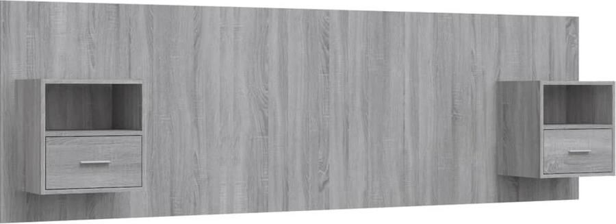 VidaXL Hoofdbord met kastjes bewerkt hout grijs sonoma eikenkleurig - Foto 4