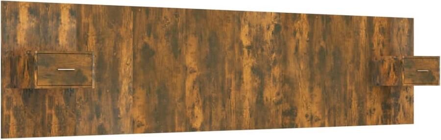 VidaXL Hoofdbord met kastjes Gerookt eiken Hout Nachthastje Hoofdbord Wandmontage Houten Meubilair Kamermeubels Slaapkamers Bruine Meubels Gerookte Eik - Foto 2