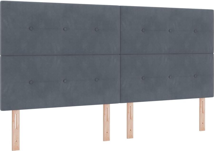 VidaXL Hoofdbord met LED -striplichten Grijs 100 cm Fluweel