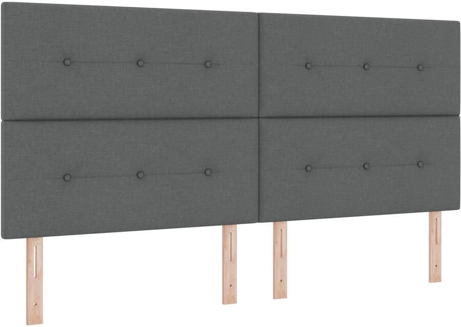 VidaXL Boxspring Bed met Matras Zwart 80x200 cm Stof Set van 7 Donkergrijs - Foto 2