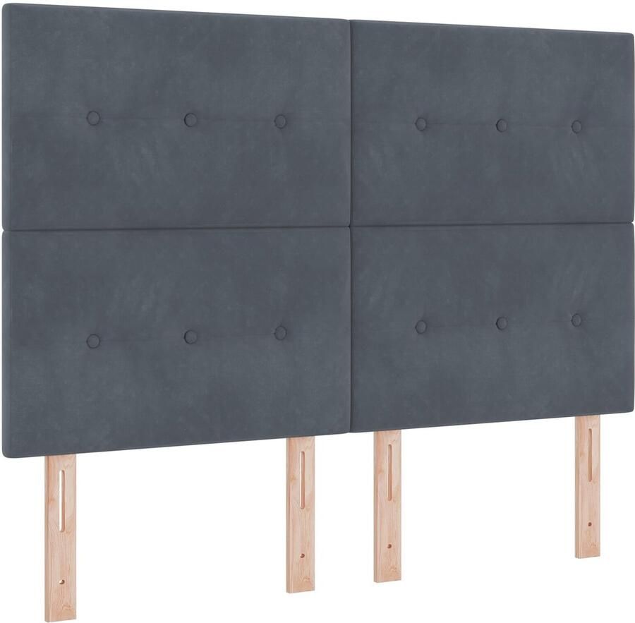 VidaXL Hoofdbord Donkergrijs Fluweel 160 cm Donkergrijs Hoofdbord - Foto 2