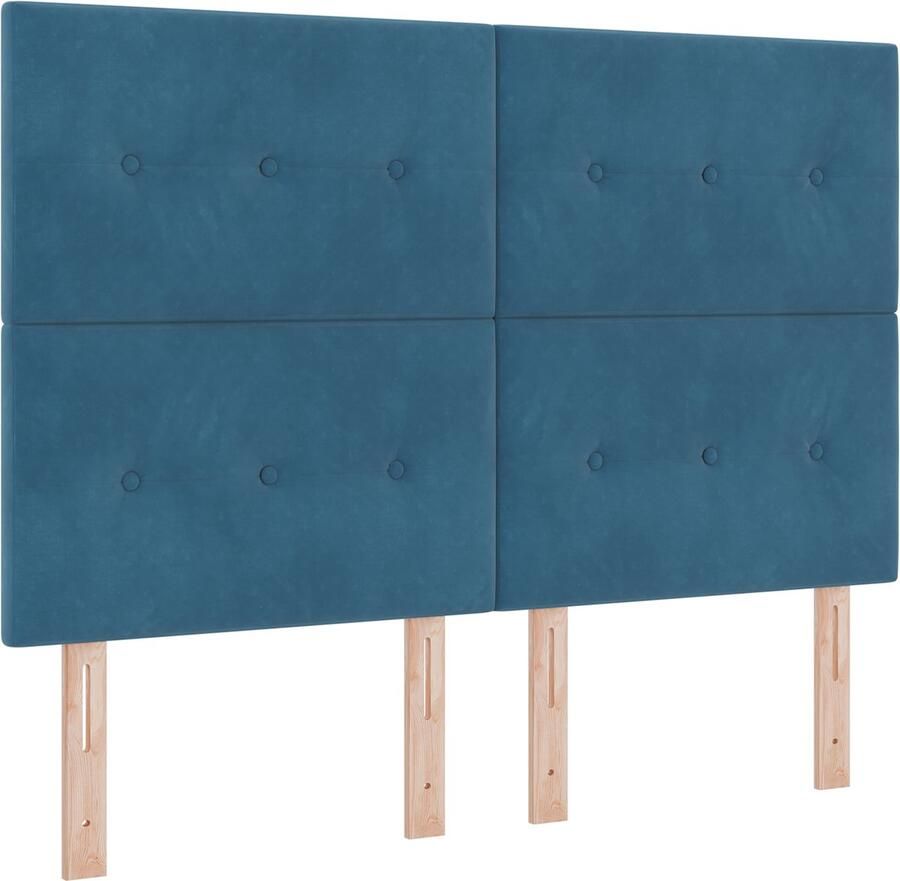 VidaXL Boxspringbed met Matras Donkerblauw 140x190 cm Fluweel