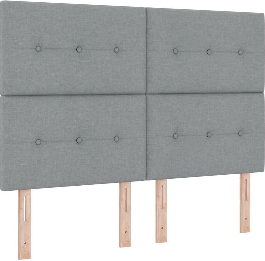 VidaXL Hoofdbord Lichtgrijs Polyester 144 x 7 x 118 128 cm - Foto 2