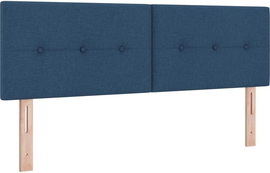 VidaXL Hoofdbord Set van 2 Blauw Stof 160 x 7 x 88 cm