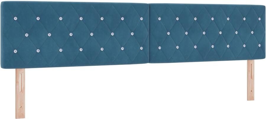 VidaXL Hoofdbord met Kristal Knoppen Geplooid Donkerblauw 200 cm Fluweel