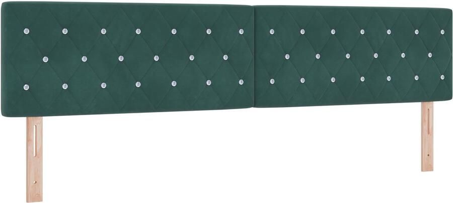 VidaXL Hoofdbord met Kristalknop Geïmpregneerd Donkergroen 200 cm Fluweel - Foto 2