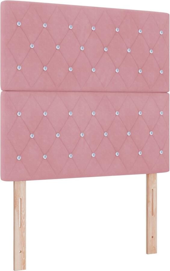 VidaXL Hoofdbord met Kristallen Knopen Gestoffeerd Roze 90 cm Fluweel Hoofdbord met Kristallen Knopen Gestoffeerd Roze 180 cm Fluweel