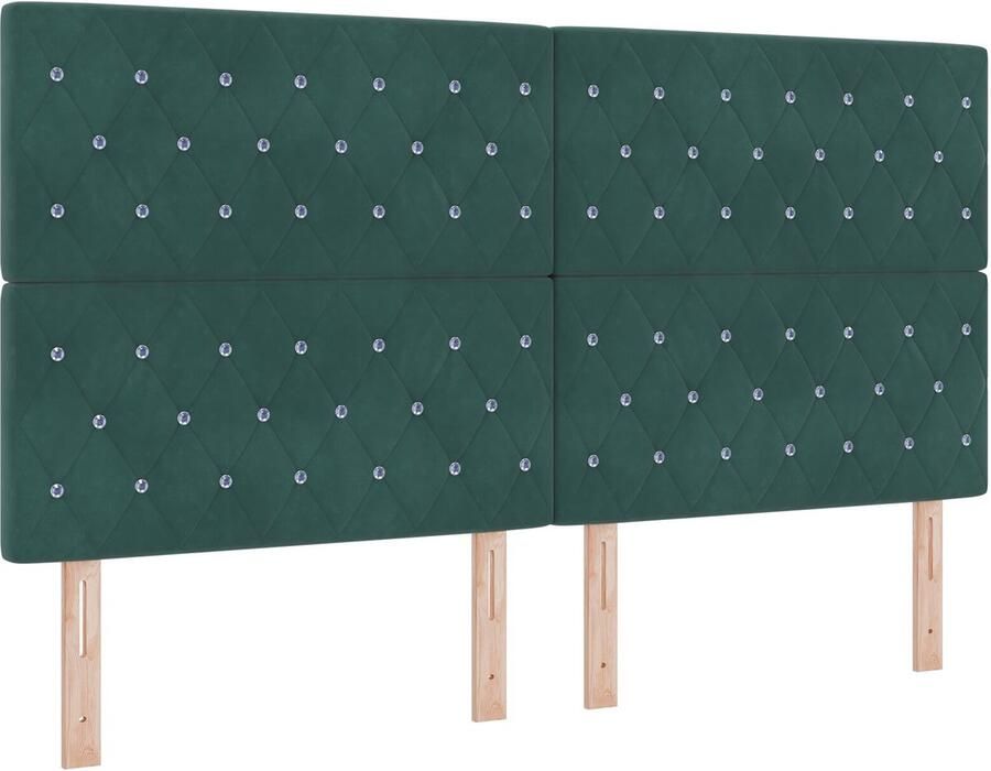 VidaXL Hoofdbord donkergroen fluweel met kristallen knopen tufted 180 cm