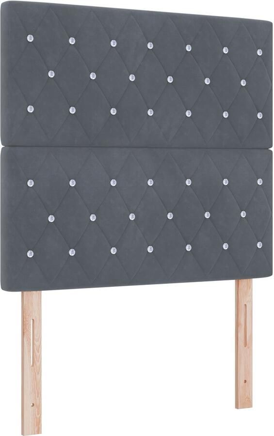 VidaXL Hoofdbord met Kristallen Knoppen Donkergrijs 100 cm Fluwelen Hoofdbord met Kristallen Knoppen Donkergrijs 200 cm Fluwelen