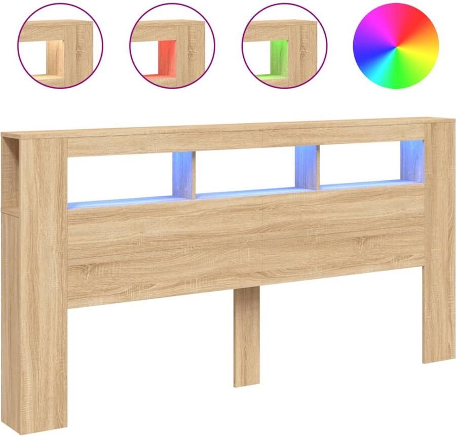 VidaXL Hoofdbord LED Sonoma Eiken 200x18 5x103 5 cm