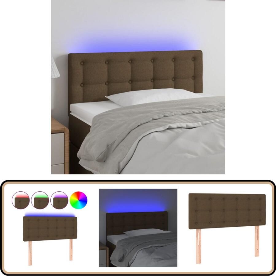 VidaXL Hoofdbord met LED Donkerbruin 80x78 cm Hoofddekens Led Hoofdborden Stoffen Bruine Hoofdborden Comfortabele Hoofdborden Decoratieve Hoofdborden