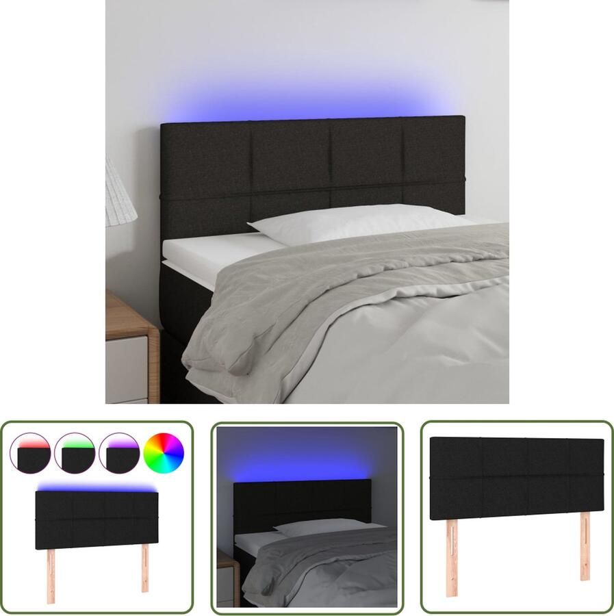 The Living Store Hoofdeind LED-strip Zwart 100 x 5 x 78 88 cm Duurzaam Verstelbaar Comfortabel Snijdbare LED-strip Hoofd Bord Led Hoofdbord Met Led Hoofdbord Zwart Led Lamp Slaap Kamer Decoratie