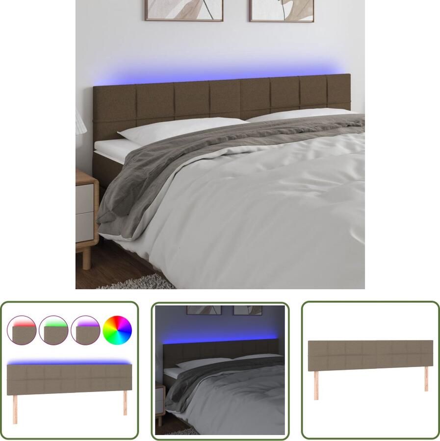 The Living Store LED-hoofdbord Modern 180x5x78 88cm Verstelbaar Kleurrijk LED-licht Duurzaam materiaal Snijdbare LED-strip USB-aansluiting Hoofd Bord Led Hoofdbord Met Led Headboard Slaapkamers Decoratie Leeshoek In Bed