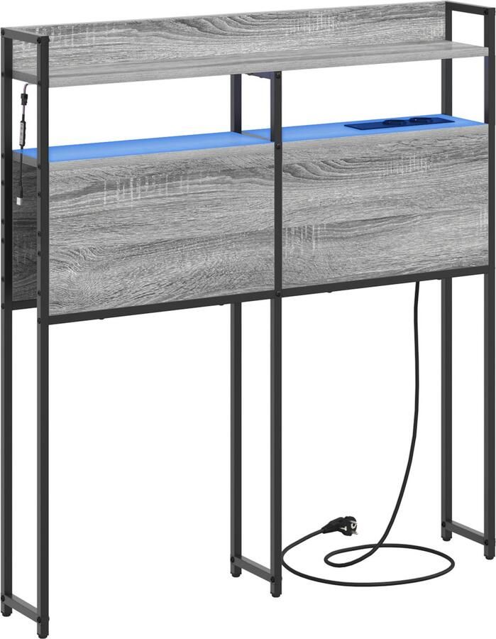 VidaXL Hoofdbord met plank met opslag Grijs sonoma 100 cm Bewerkt hout